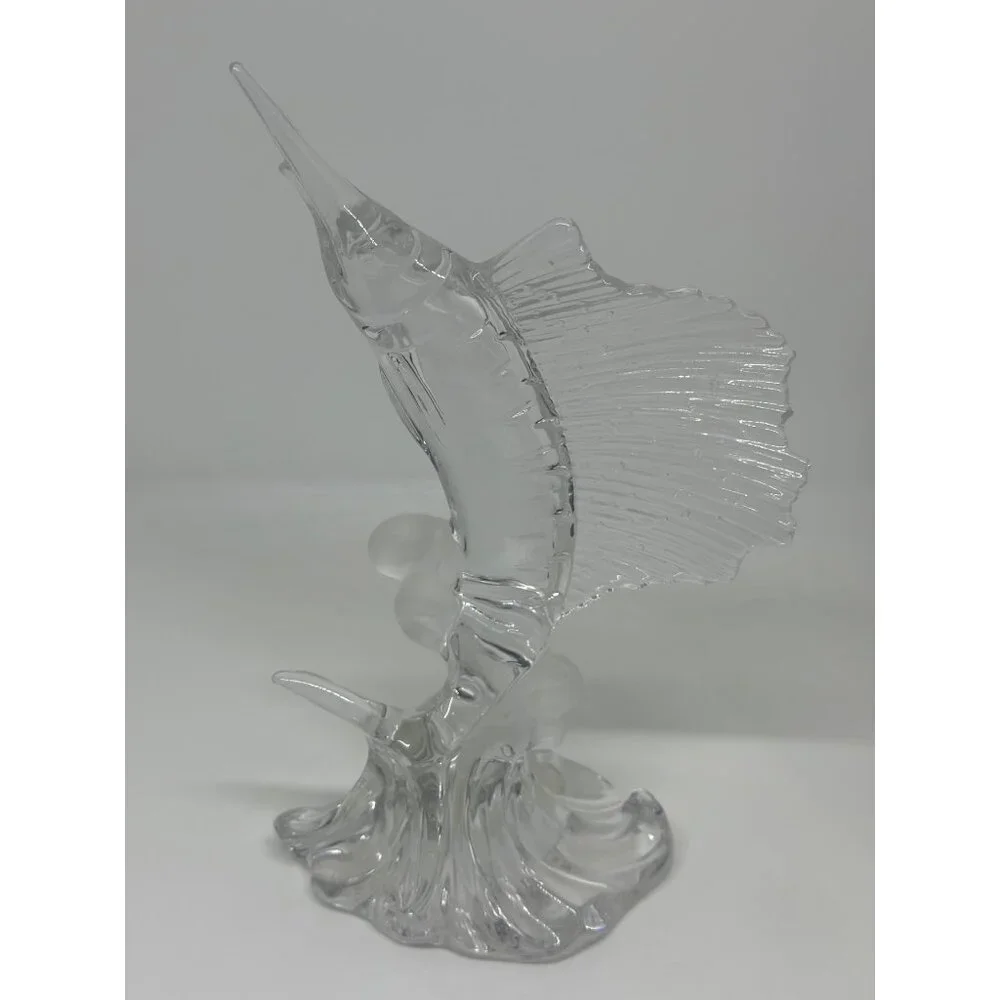 VTG Lenox Crystal Swordfish Sculpture Water Dance Collection Marlin Figurine MCM